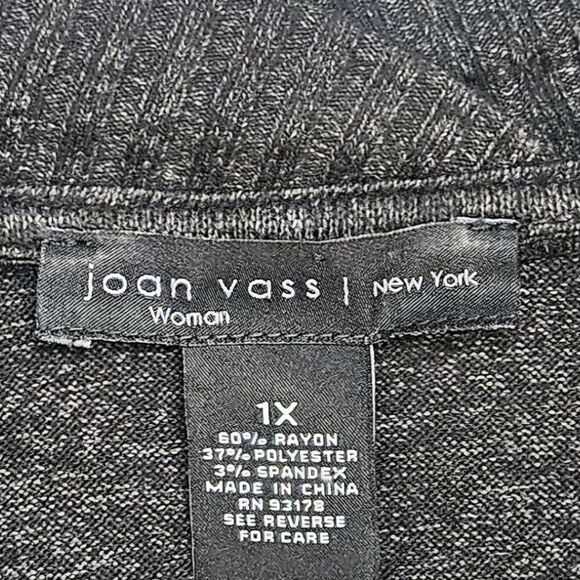  JOAN VASS NEW YORK Plus Size Black Ribbed Cardigan With Deep Pockets 1X - Picture 10 of 12